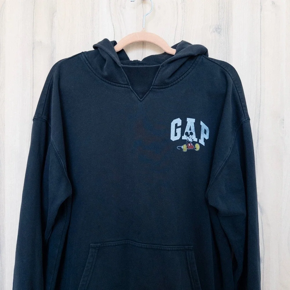 GAP x Disney Unisex Hoodie Teen 18-20 Black Disney Mickey Mouse Graphic Pullover